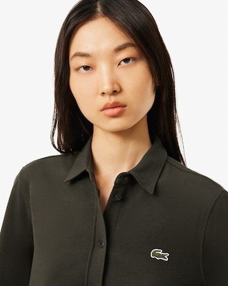 Women's Belted Piqué Shirt Dress