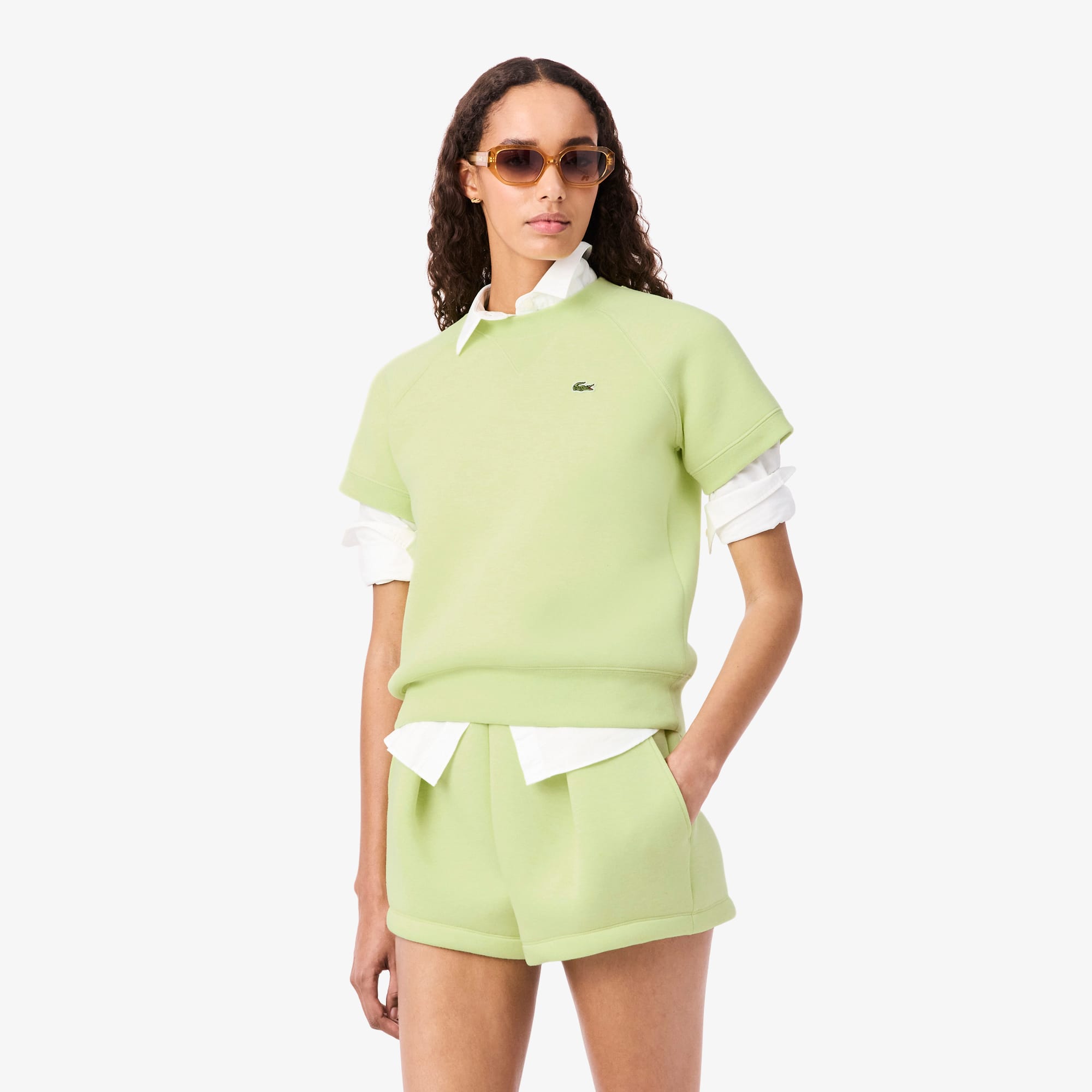 Lacoste Regular Fit Short Sleeved Sweatshirt - Xxs (32) In Green