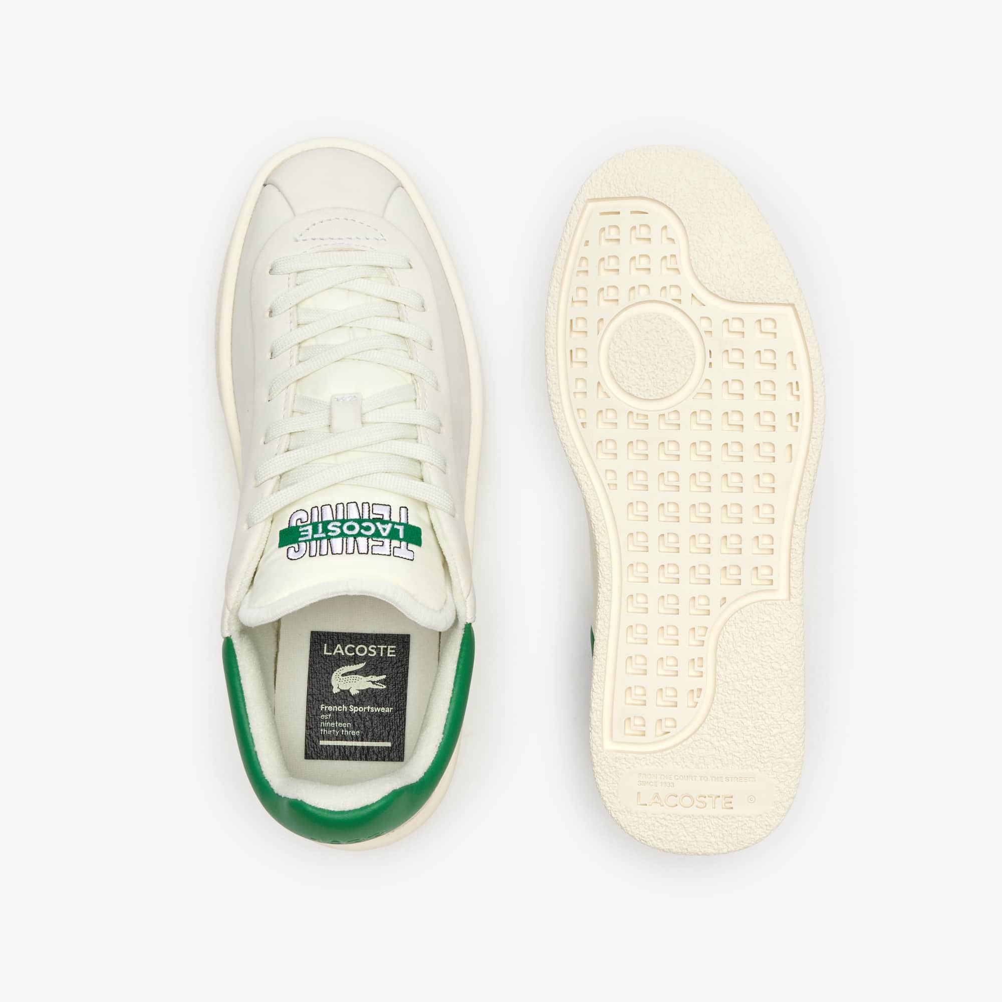 【LACOSTE】 ★ Base Shot Premium Leather Sneakers ★ Green Men's Baseshot Premium Leather Sneakers - Sneakers - New In