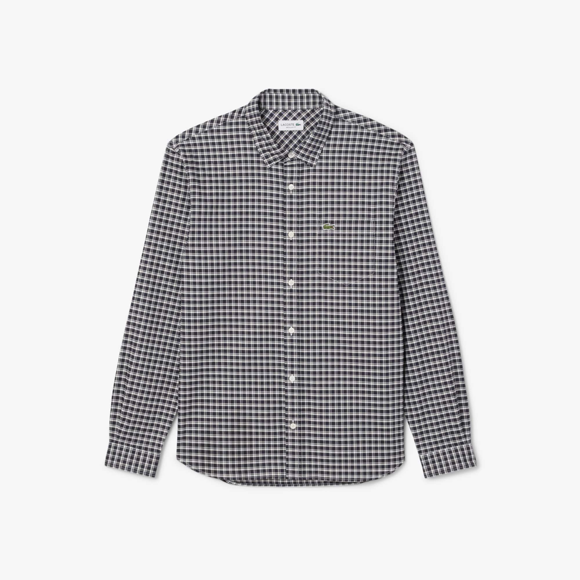 Lacoste Men's Regular Fit Stretch Plaid Shirt - 16½ - 42 In Black
