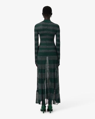 Runway Polo Collar Pointelle Maxi Dress
