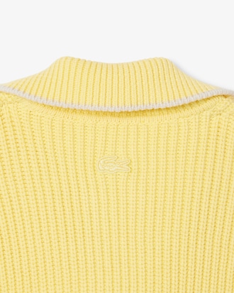 Zipped Cotton Badge Accent Sweater