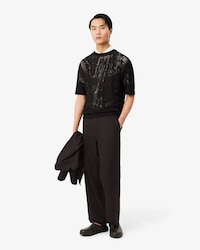 Straight Fit Striped Cotton Suit Pants