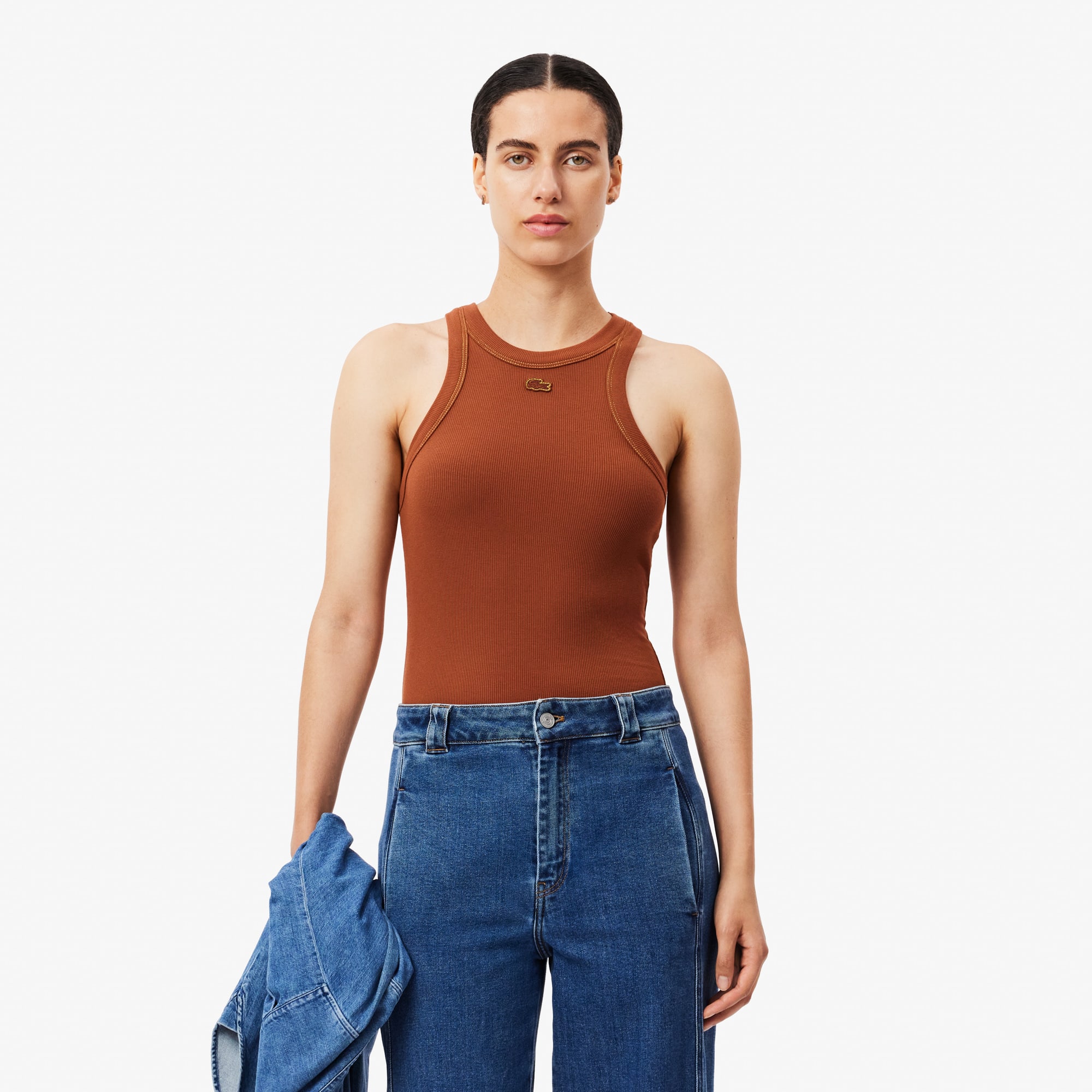 肌触りがいい Fit Slim Women's Ribbed Tops & T-Shirts - Top Tank Modal トップス