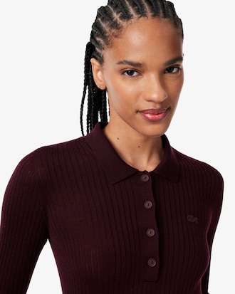 Women's Wool Jersey Polo Collar Sweater