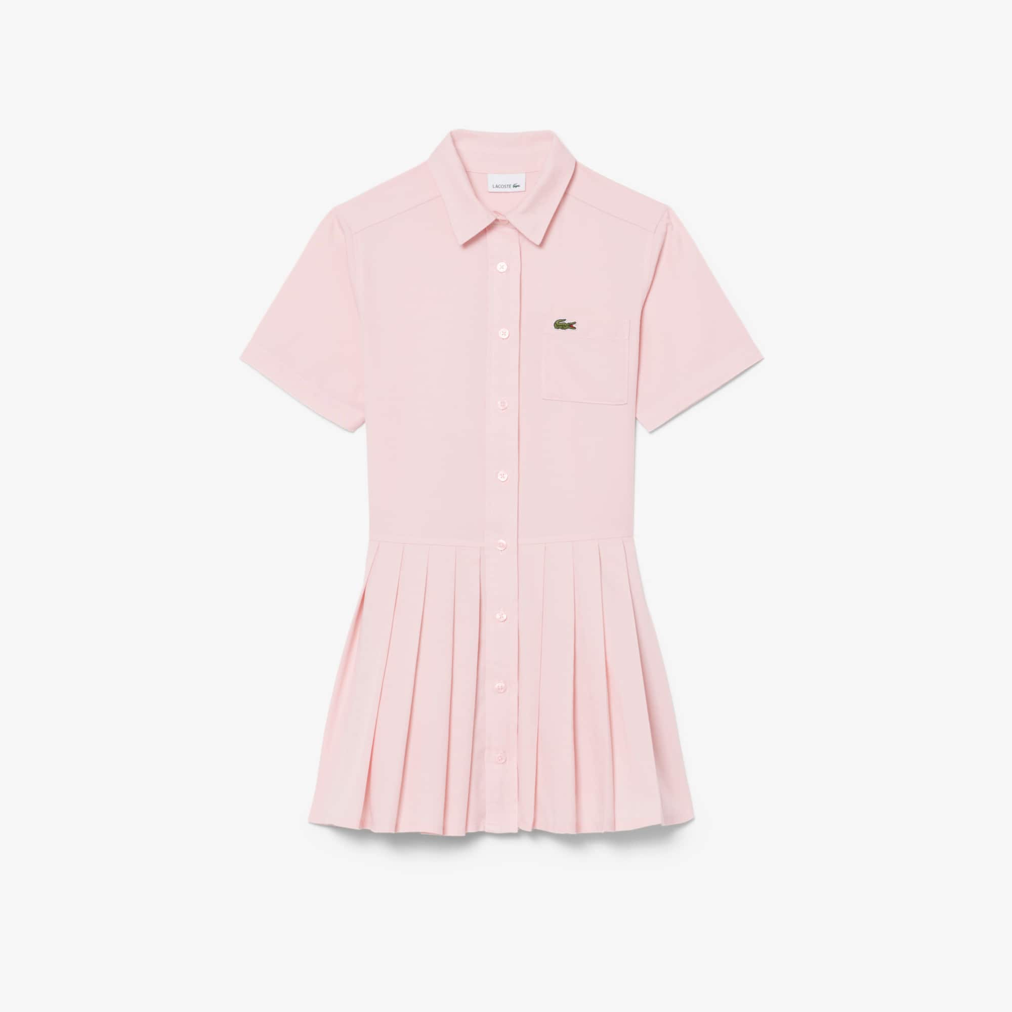 Lacoste Poplin Pleat Skirt Shirt Dress - 10 Years In Pink