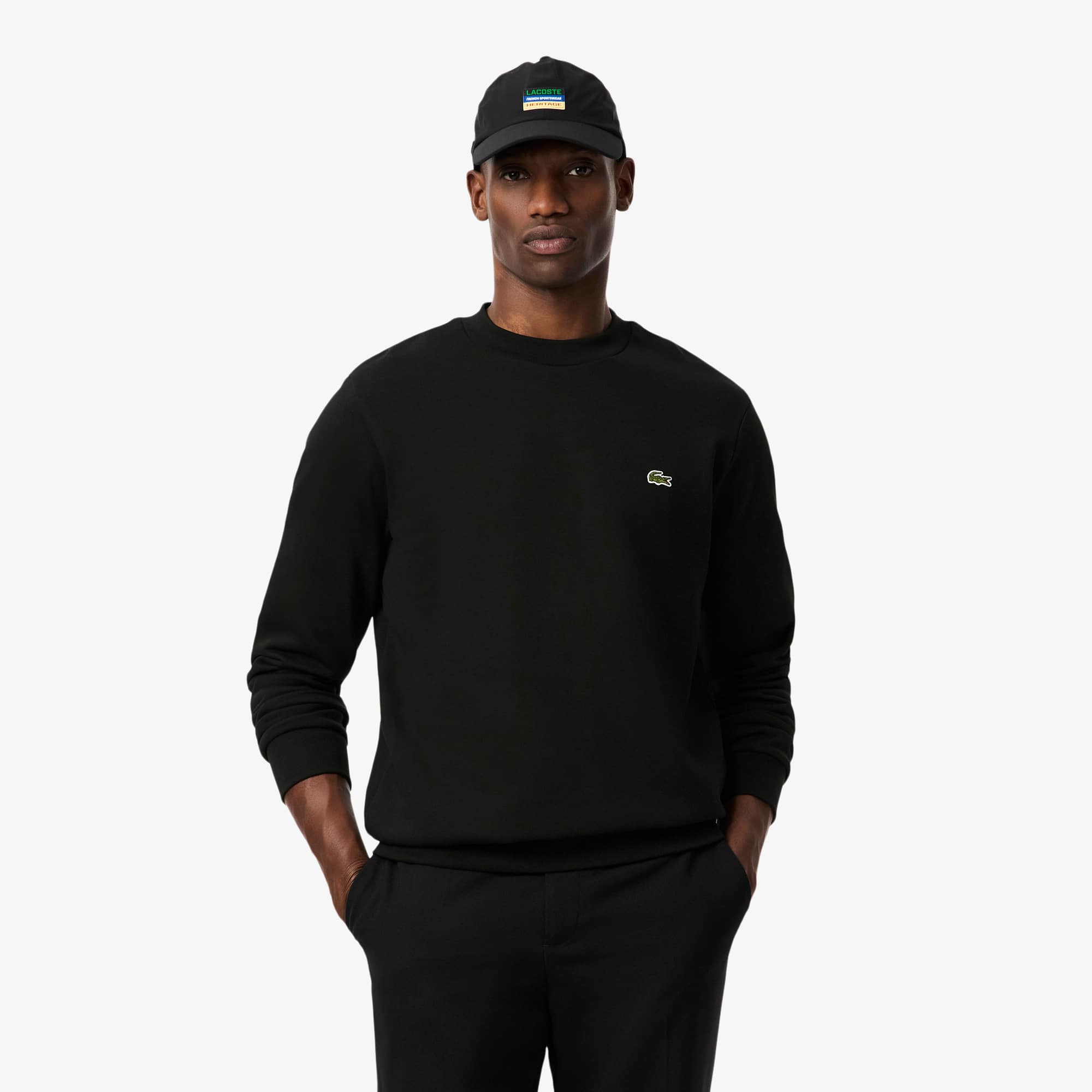 Lacoste Men's Classic Fit Fleece Sweatshirt - M - 4 In Black