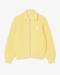 Zipped Cotton Badge Accent Sweater