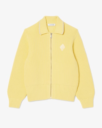 Zipped Cotton Badge Accent Sweater