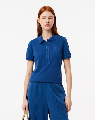 Women's Slim Fit Washed Effect Petit Piqué Polo