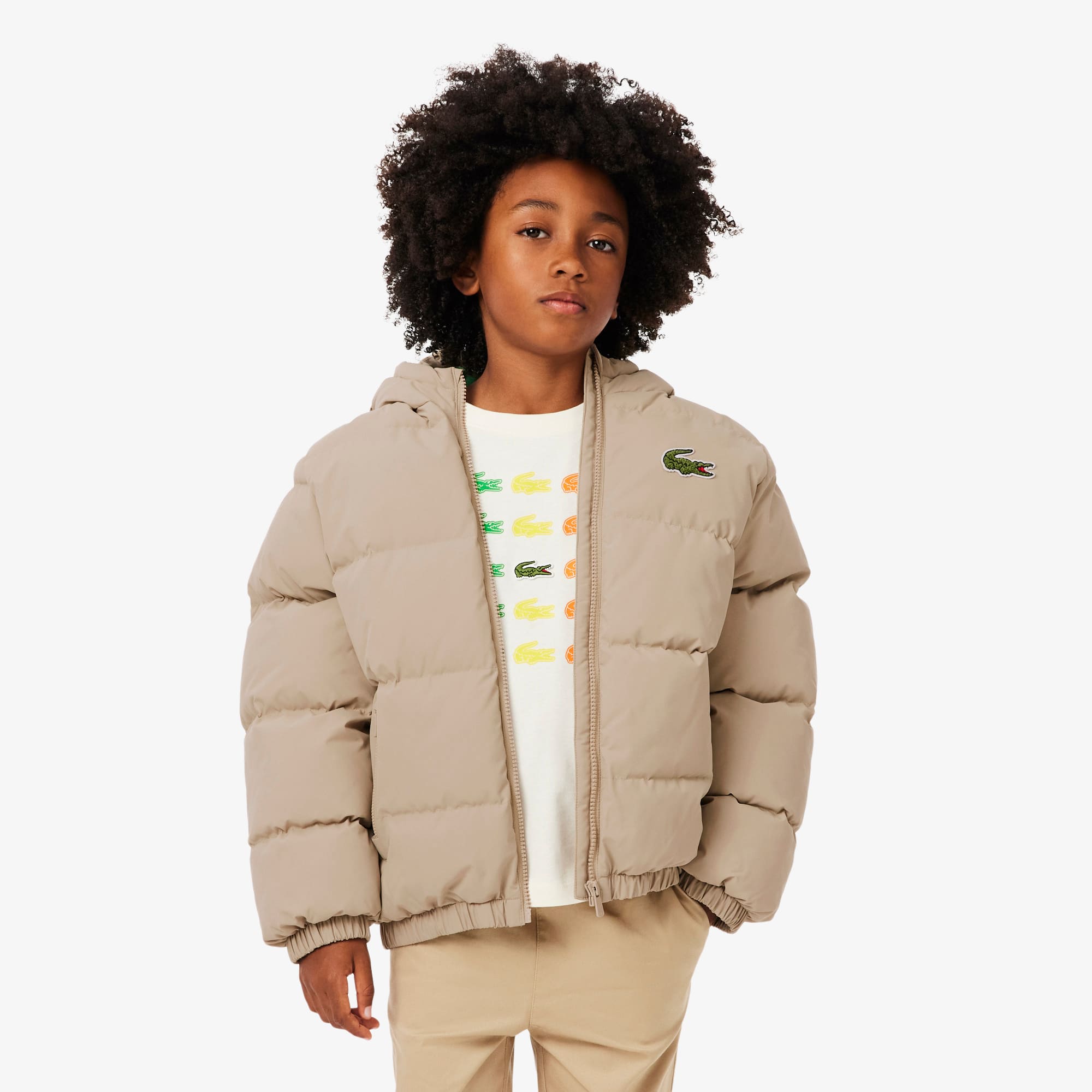 Lacoste Kids' Embroidered Crocodile Hooded Puffer Jacket - 12 Years In Burgundy