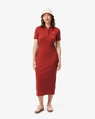 Women's Long Ribbed Cotton Polo Dress