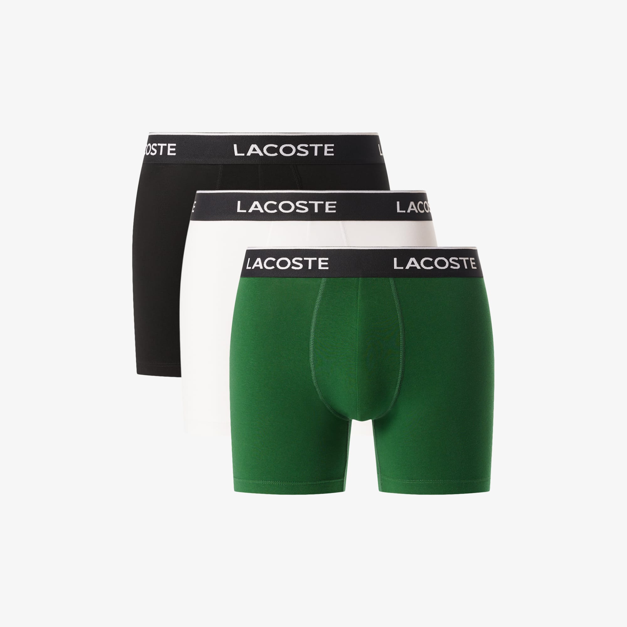 Lacoste Men's 3-pack Stretch Cotton Boxer Briefs In Green