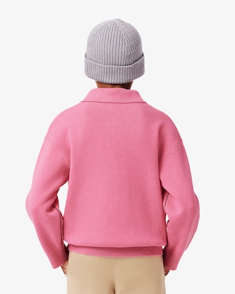 Kids' Cotton and Wool Blend Long Sleeve Polo