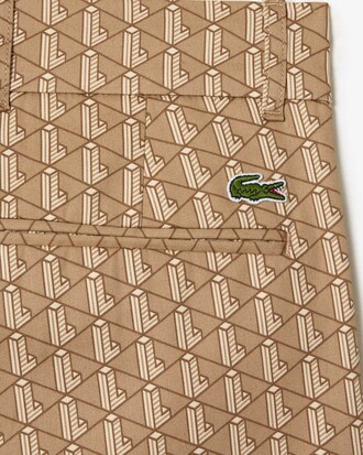 Men's Monogram Print Straight Cut Chinos