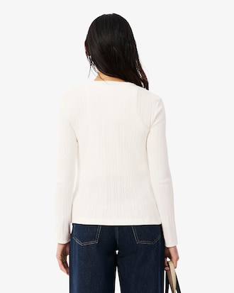 Slim Fit Pointelle Cotton Cardigan