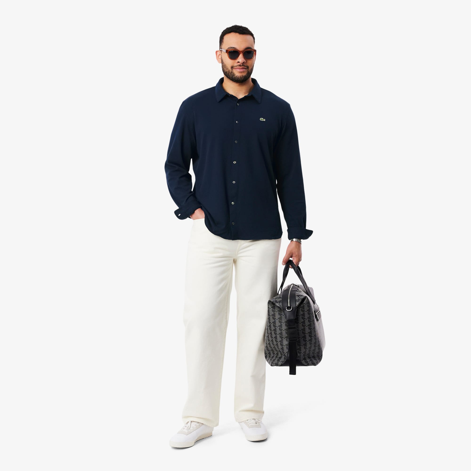 Men's Slim Fit Cotton Piqué Shirt - Button Down Shirts - New In
