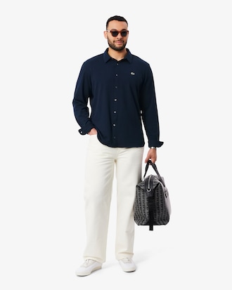 Camisa Para Hombre Slim Fit En Piqu&eacute; De Algod&oacute;n