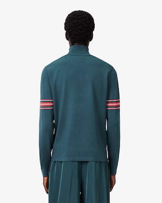 Runway High Neck Striped Jersey Sweater