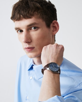 Men's Brown Leather Boston Chrono Watch