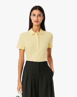 Polo femme L.12.D slim fit en piqu&eacute; de coton stretch