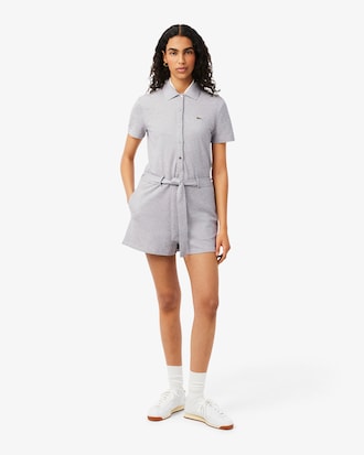 Stretch Piqu&eacute; Polo Collar Romper