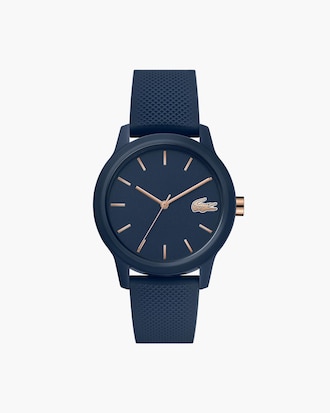 Women's L.12.12 Navy Silicone Petit Piqué Strap Watch