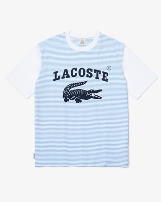 T-shirt unisexe Lacoste L!VE H&eacute;ritage loose fit en coton ray&eacute;