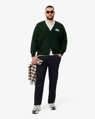 Men's Wool Crocrodile Badge Cardigan