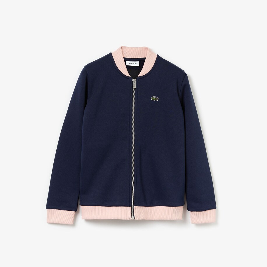 Girl S Fleece Heart Varsity Jacket Lacoste
