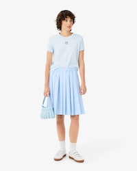 Pleated Petit Piqu&eacute; Effect Midi Skirt