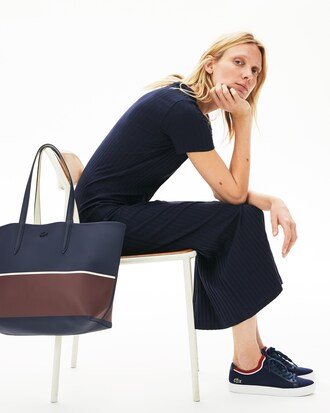 Bolso Tote Anna color block reversible, con cierre y bolsa el interior