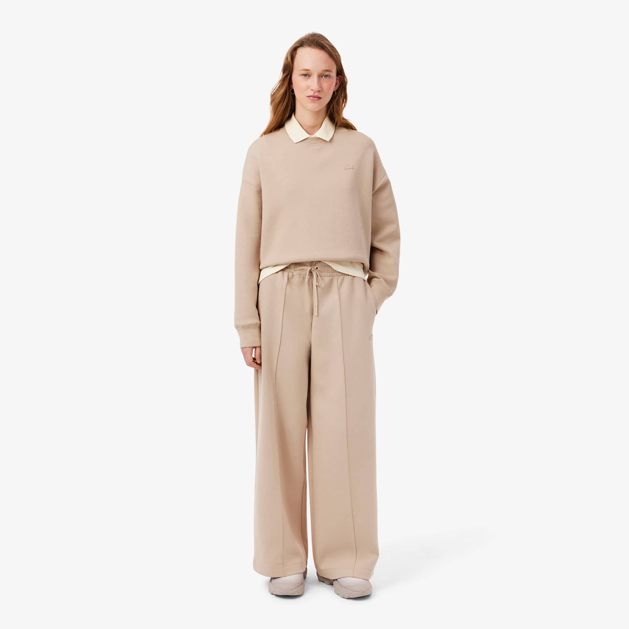 Lacoste Wide Fit Jersey Sweatpants - 36 In Nude