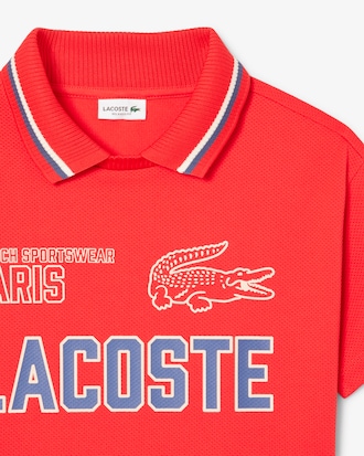 Polo de ni&ntilde;o con cuello doble y malla estampada