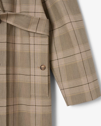 Women's Water-Repellent Plaid Wrap Coat