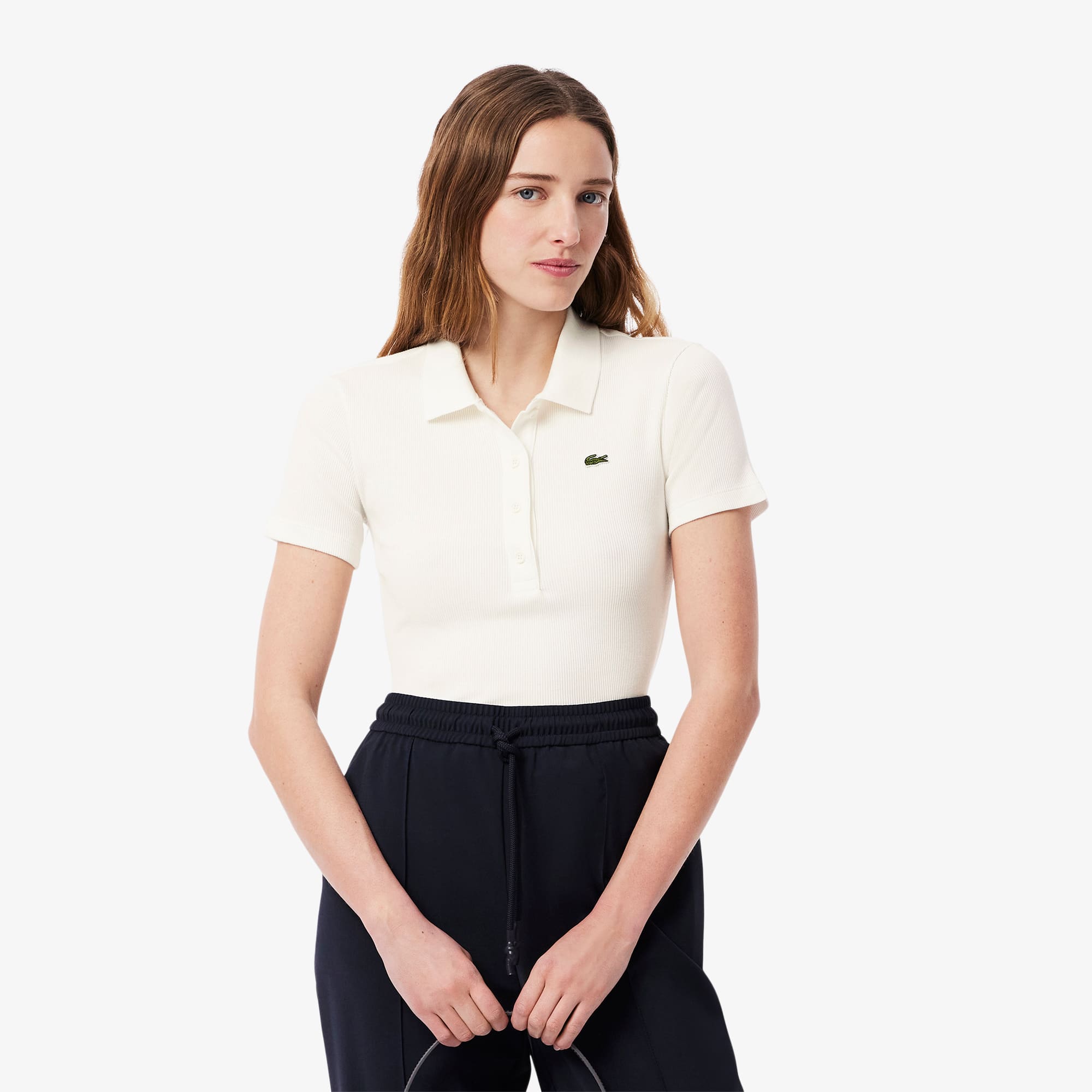 Women's Slim Fit L.12.D Ribbed Cotton Polo - Polo Shirts