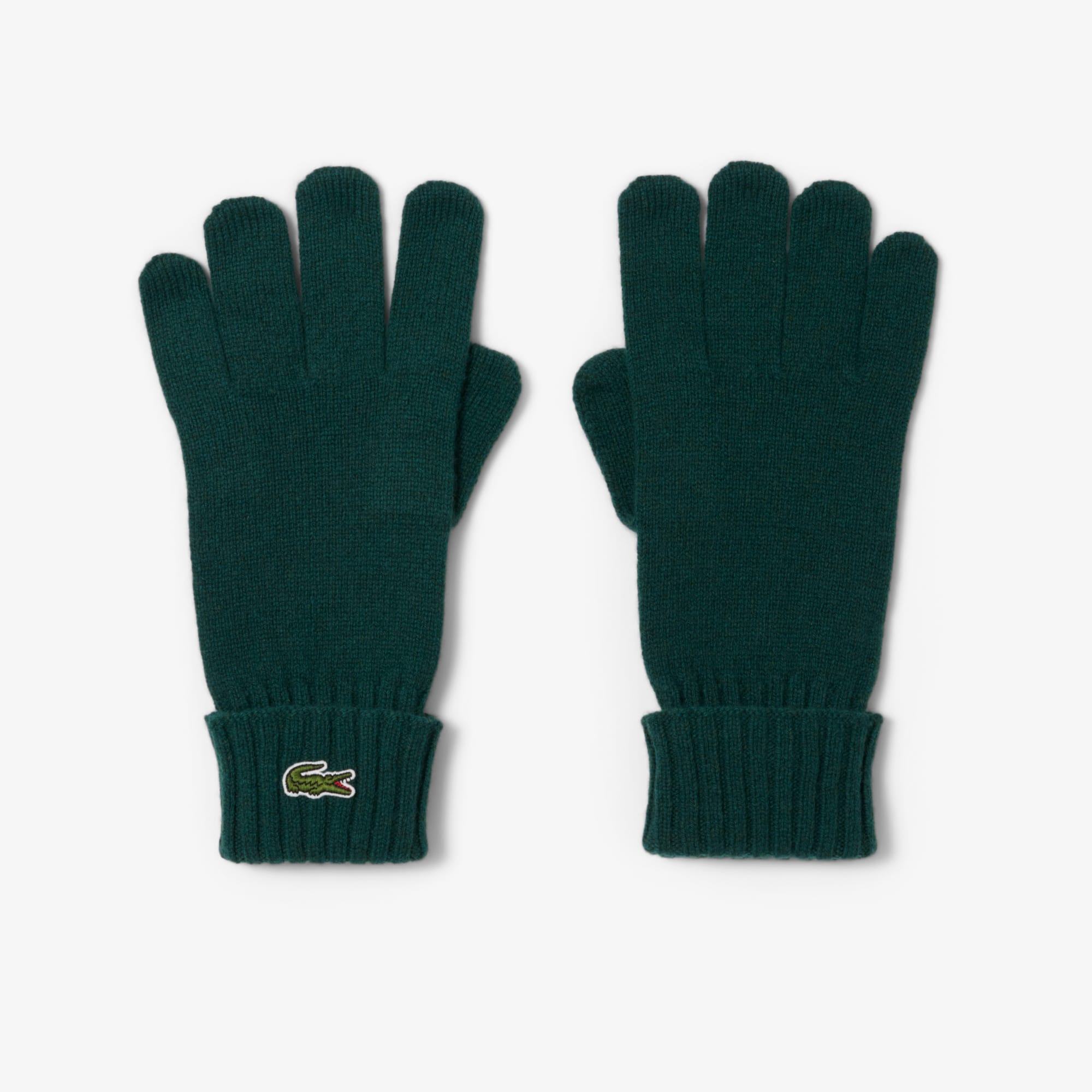 Lacoste Unisex Wool Jersey Gloves In Green