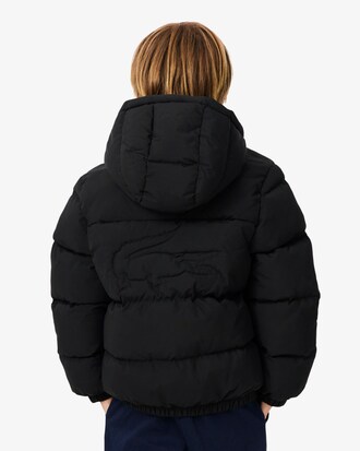 Unisex Embroidered Crocodile Hooded Puffed Jacket