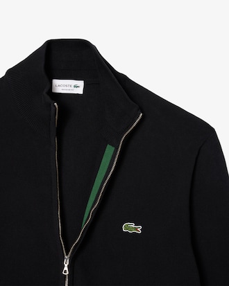 Men's Zip-Up High-Neck Cotton Sweater