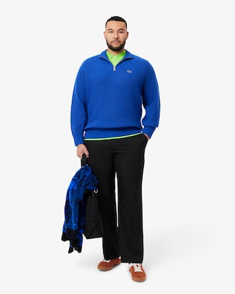Men's Zip-Up High-Neck Wool Sweater