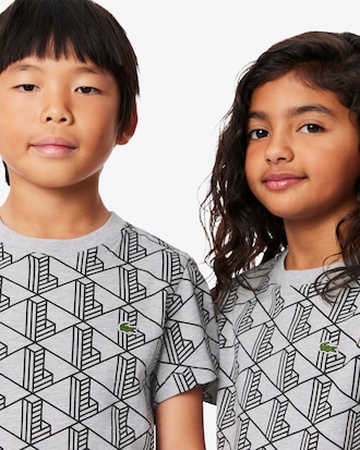 Kids' Monogram Print Cotton T-Shirt