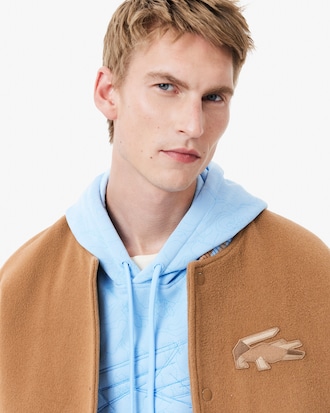 Men's Wool Crocodile Badge Bomber Jacket