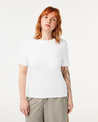 Playera para mujer en mezcla de algodón con cuello redondo