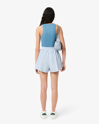 Shorts Para Mujer De Corte Relajado En Popelina Ligera A Rayas