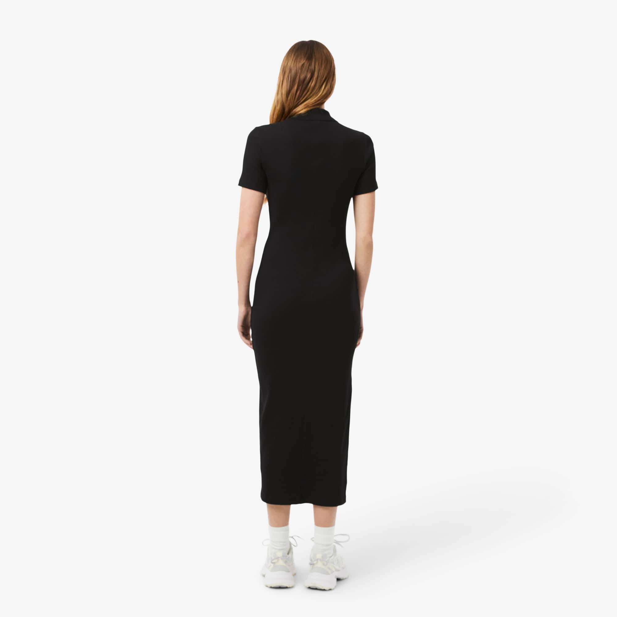 Women's Long Ribbed Cotton Polo Dress - Dresses - New In