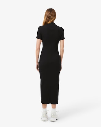 Women's Long Ribbed Cotton Polo Dress