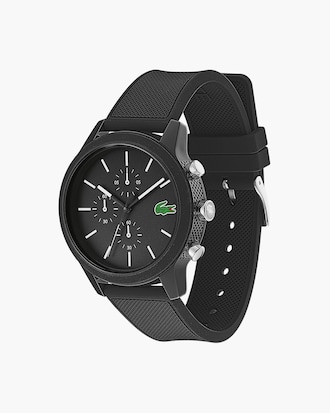 Men's Lacoste 12.12 Chronograph Watch with Black Silicone Strap