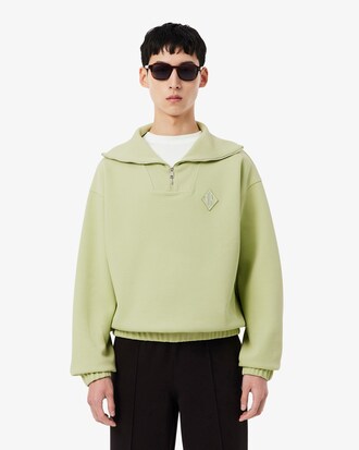 Loose Fit Zipped Neck Piqu&eacute; Sweatshirt