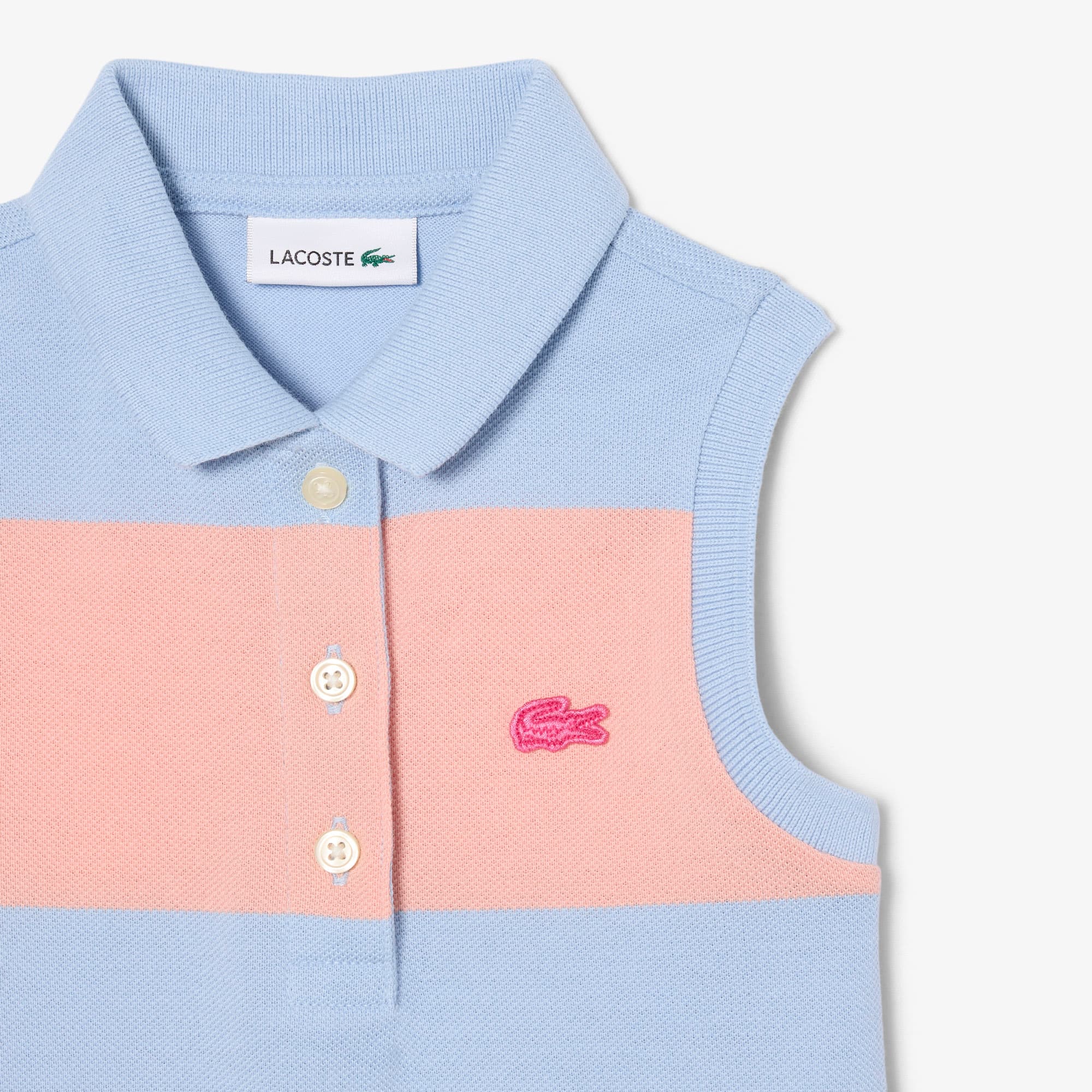 Sleeveless Striped Petit Piqué Polo Dress