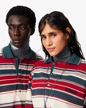 Runway Loose Fit Striped Piqu&eacute; Polo Shirt